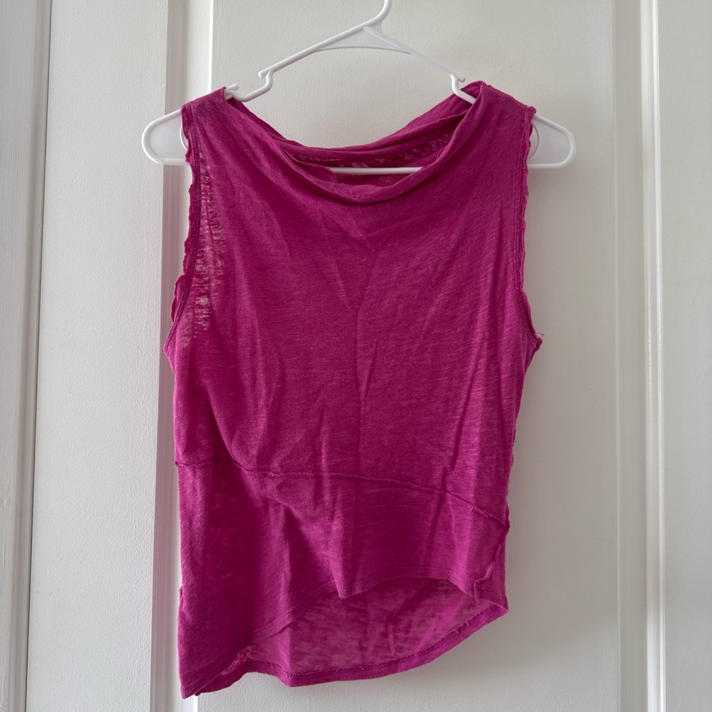 We The Free Fuchsia Draped Neck Sleeveless Tank